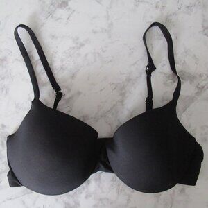 Hanro Bra 34A Black Padded Underwire Back Closure Convertible J Hook
